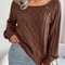 Womens Square Neck Button Front Knitted Sweater Long Sleeve Pullover 9