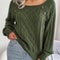 Womens Square Neck Button Front Knitted Sweater Long Sleeve Pullover 8