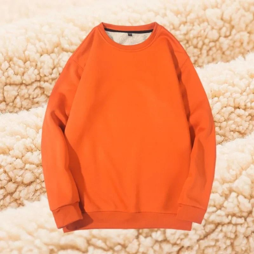 Winter Lamb Velvet Fleece Sweatshirt For Men Thickened Warm Casual Pullover 10