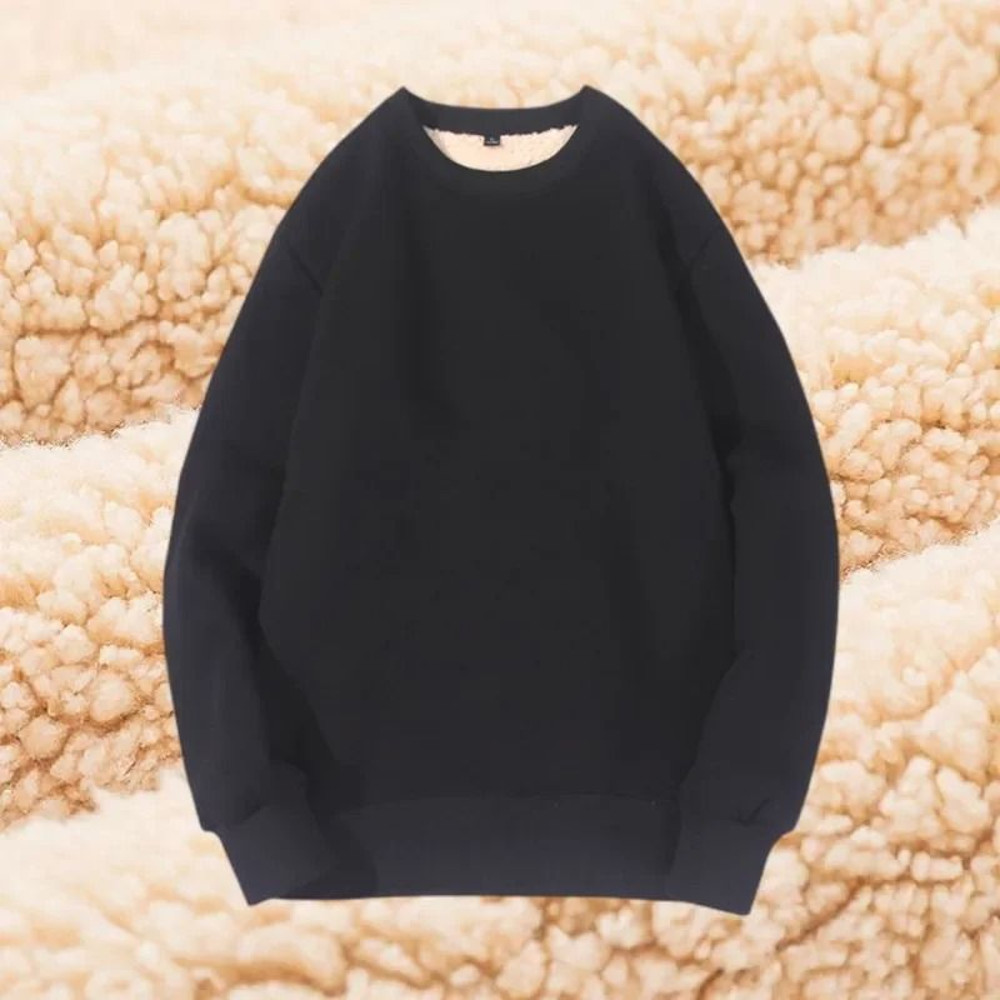 Winter Lamb Velvet Fleece Sweatshirt For Men Thickened Warm Casual Pullover 5