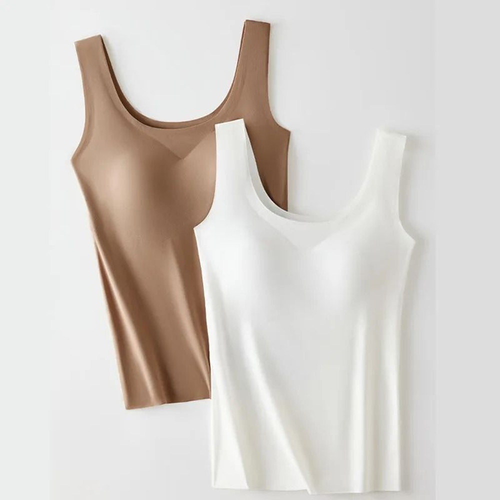 Women Seamless Ice Silk Tank Top With Chest Pads 4