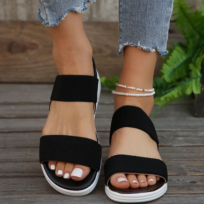 Women Knit Wedge Sandals Slip On Lightweight Summer Shoes 1