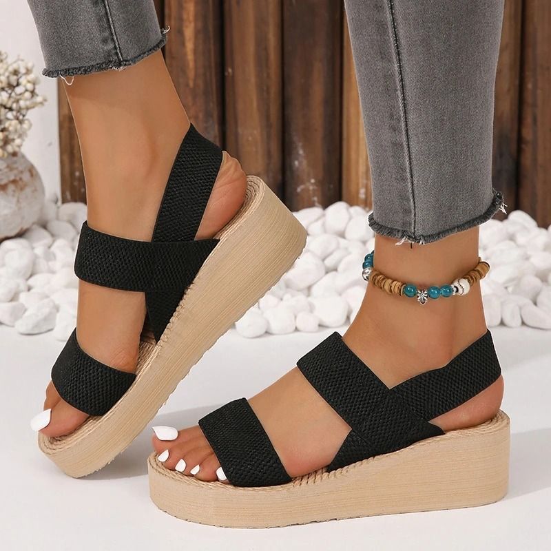 Women Knit Wedge Sandals Slip On Lightweight Summer Shoes 6