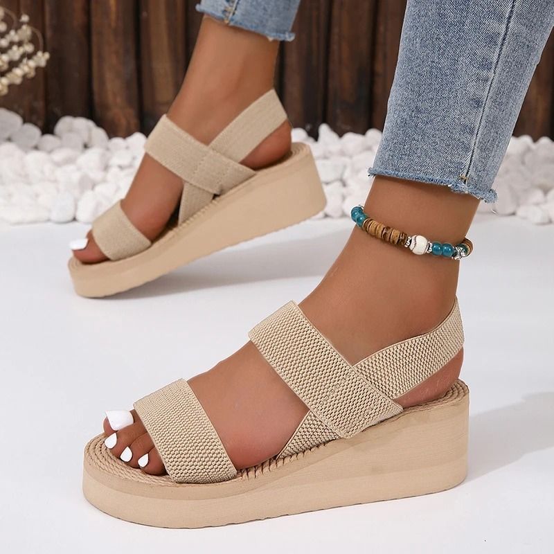 Women Knit Wedge Sandals Slip On Lightweight Summer Shoes 7