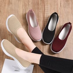 ladies summer mesh slip-on loafers lightweight breathable casual shoes