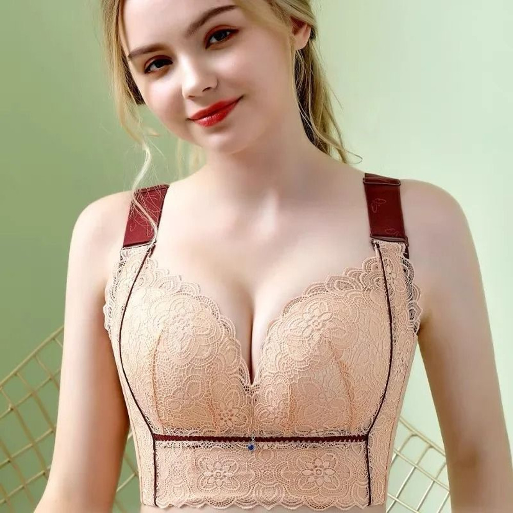 Push Up Lace Wireless Bra With Wide Straps For Women Plus Size 9