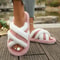 Cross Band Slippers Lightweight Open Toe Slides For Women 12