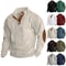 Men Corduroy Patchwork Sweatshirt Long Sleeve Stand Collar Pullover 0