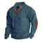 Men Corduroy Patchwork Sweatshirt Long Sleeve Stand Collar Pullover 10