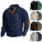 Men Corduroy Patchwork Sweatshirt Long Sleeve Stand Collar Pullover 1