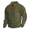 Men Corduroy Patchwork Sweatshirt Long Sleeve Stand Collar Pullover 2