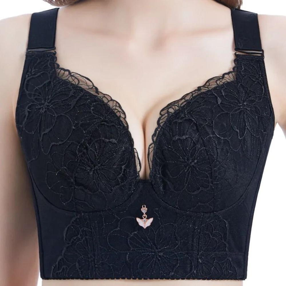 Sexy Lace Push Up Bra Wire Free Backless Floral Plus Size Bra 2