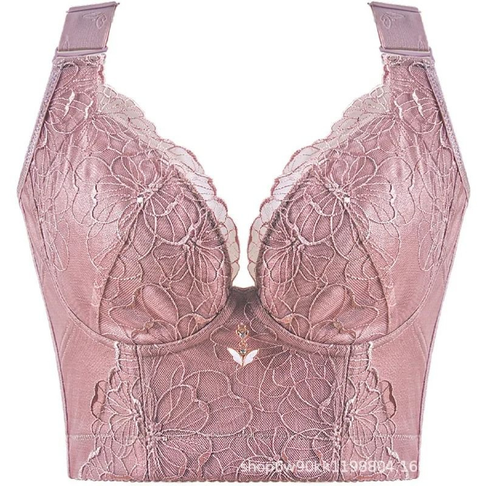 Sexy Lace Push Up Bra Wire Free Backless Floral Plus Size Bra 4