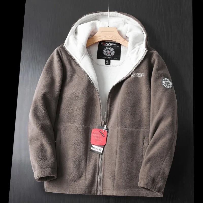 Men Winter Fleece Jacket Warm Hooded Thickened Wool Coat Casual Outdoor Ski Suit 6