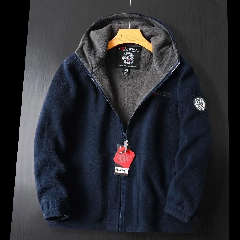 Men Winter Fleece Jacket Warm Hooded Thickened Wool Coat Casual Outdoor Ski Suit 8