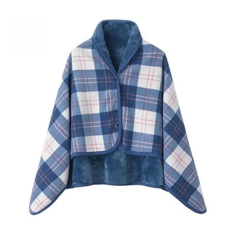 Thick Plaid Wearable Blanket With Buttons Soft Fleece Shawl Throw 8