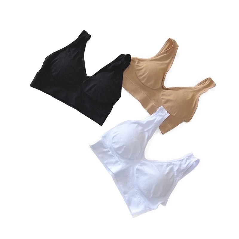 3 Pack Seamless Push Up Sports Bra Wireless With Removable Pads Plus Size 3