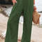 Women Drawstring Wide Leg Casual Pants Mid Waist Beach Trousers 9