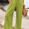 Women Drawstring Wide Leg Casual Pants Mid Waist Beach Trousers 19