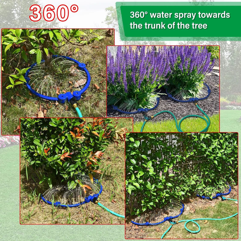 Tree Watering Ring Circle Sprinkler With Y Hose Splitter 360 Degree Irrigation 3