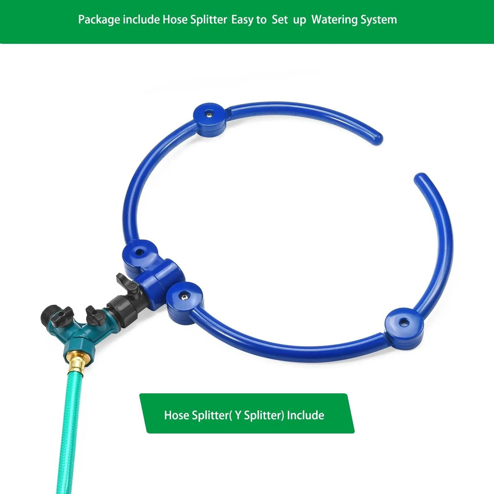 Tree Watering Ring Circle Sprinkler With Y Hose Splitter 360 Degree Irrigation 6