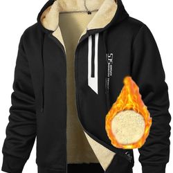 men lamb fleece zip hoodie thick warm sherpa jacket