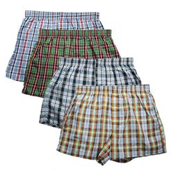 mens plaid cotton boxer shorts 4 pack loose breathable underwear
