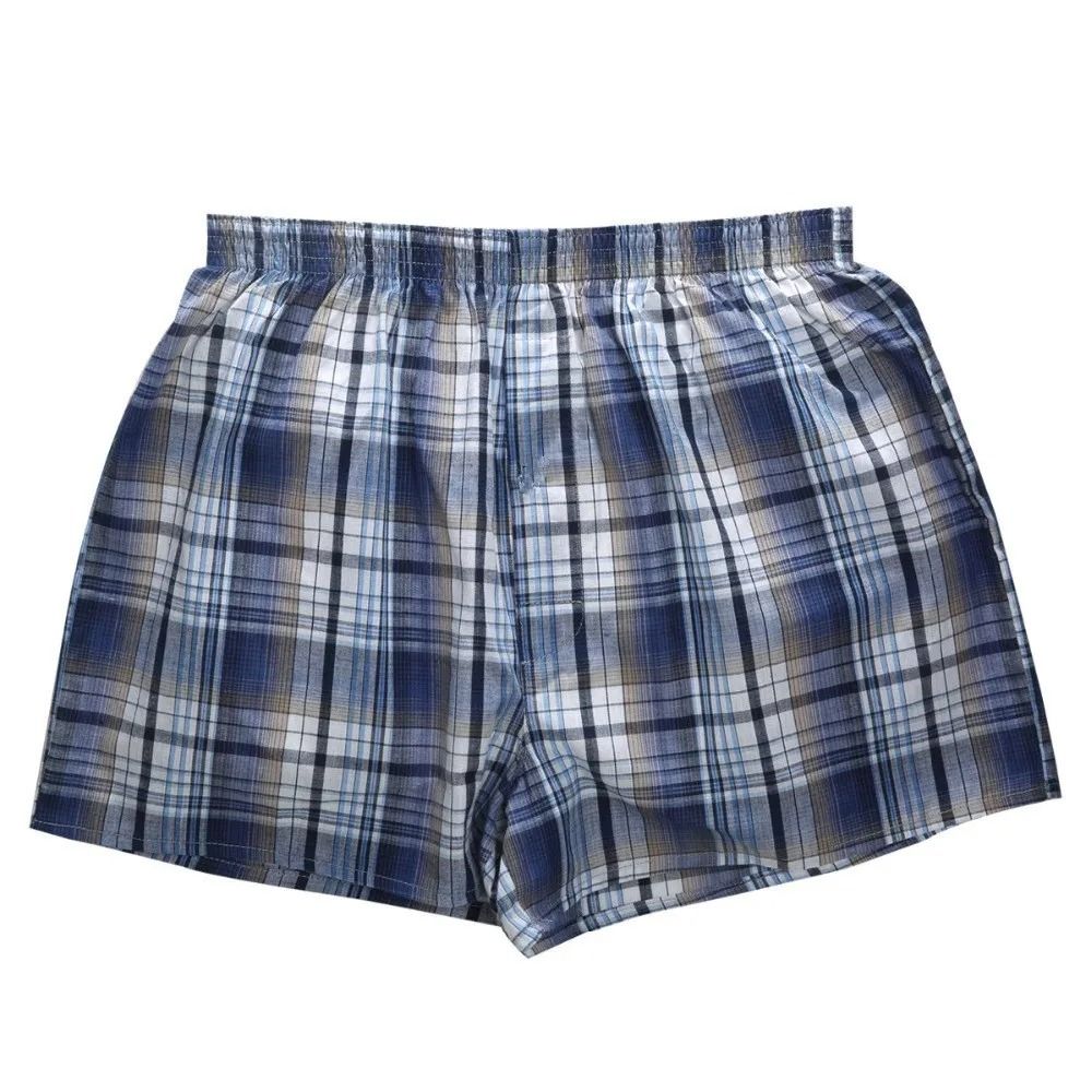 Mens Plaid Cotton Boxer Shorts 4 Pack Loose Breathable Underwear 1