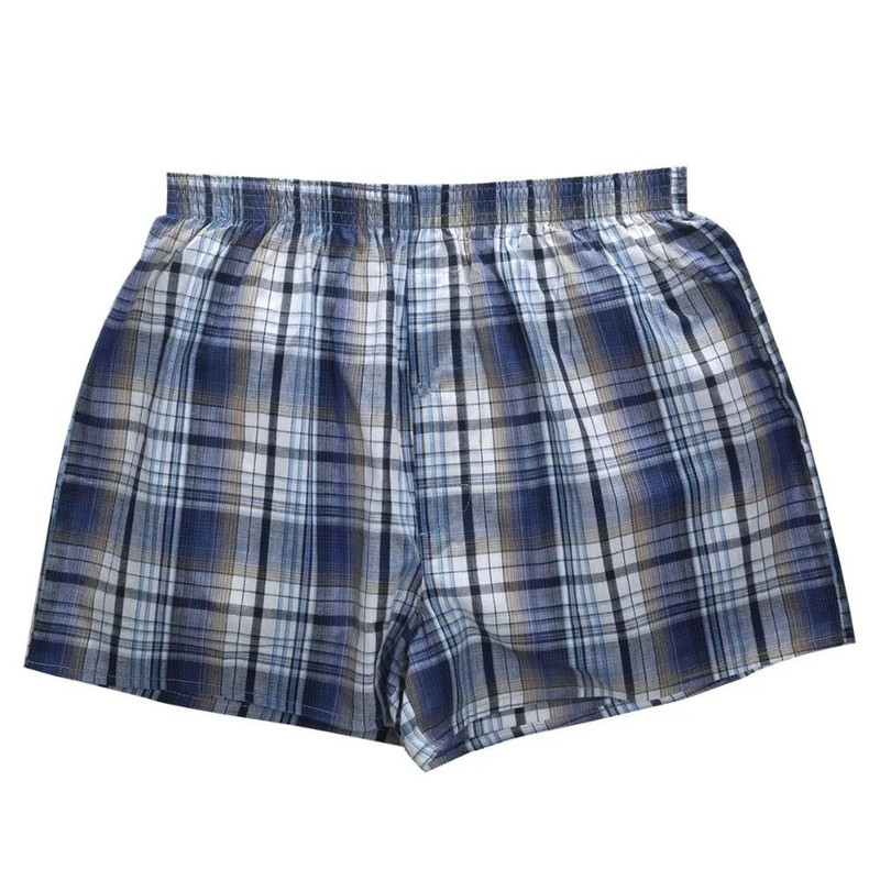 Mens Plaid Cotton Boxer Shorts 4 Pack Loose Breathable Underwear 1