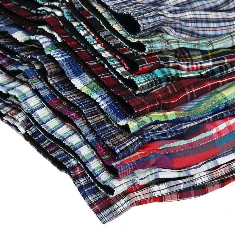 Mens Plaid Cotton Boxer Shorts 4 Pack Loose Breathable Underwear 2