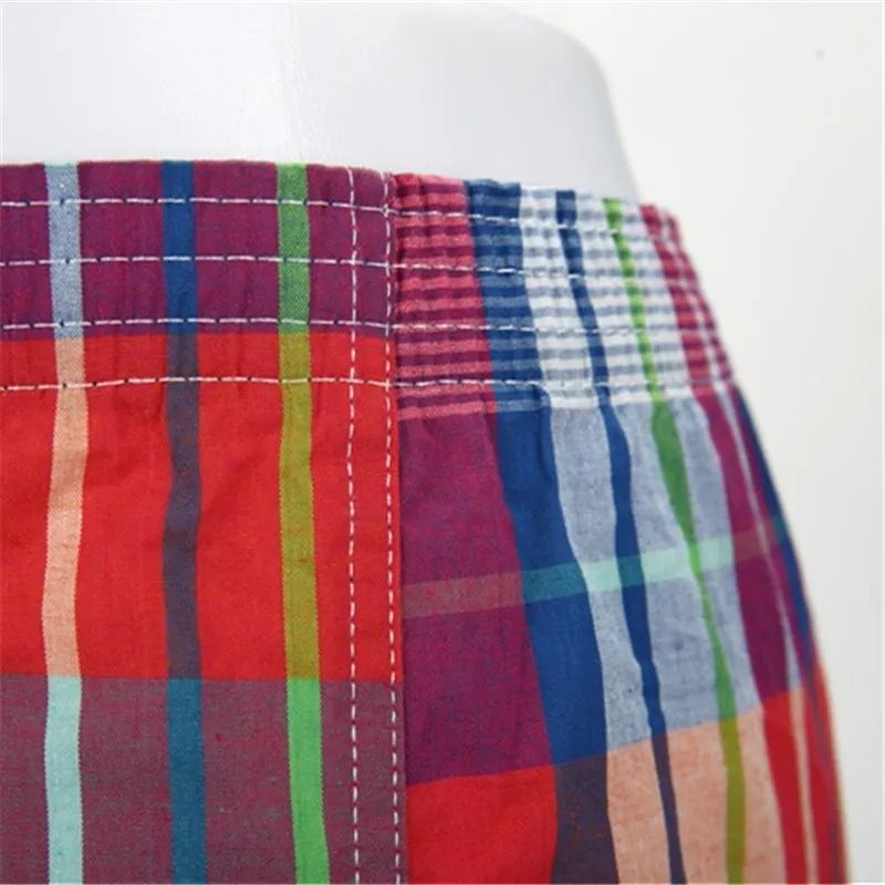 Mens Plaid Cotton Boxer Shorts 4 Pack Loose Breathable Underwear 3