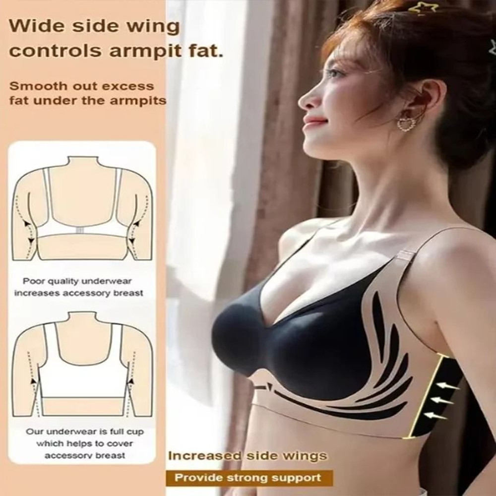 Seamless Push Up Wireless Bra Full Coverage Adjustable Anti Sagging 3