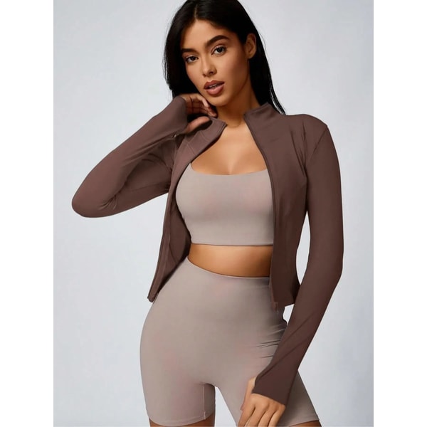 Womens Slim Fit Quick Dry Workout Jacket Full Zip Long Sleeve 9