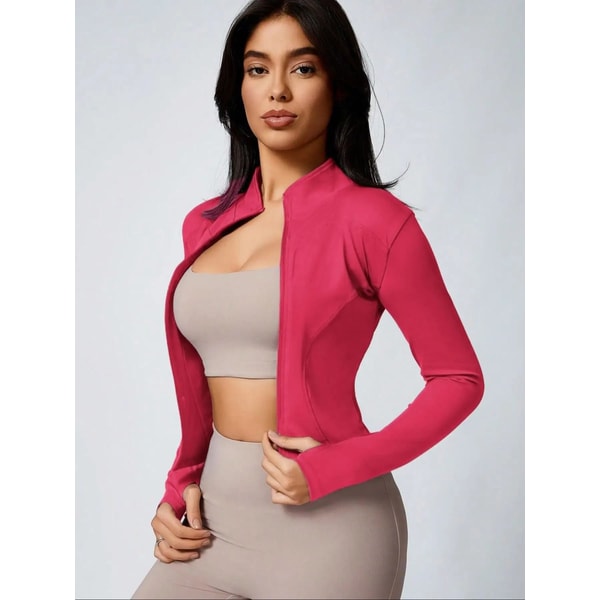 Womens Slim Fit Quick Dry Workout Jacket Full Zip Long Sleeve 16