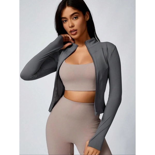 Womens Slim Fit Quick Dry Workout Jacket Full Zip Long Sleeve 4