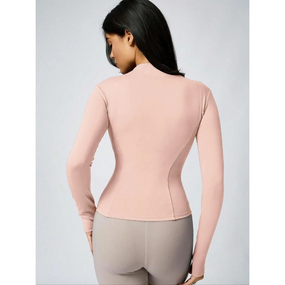 Womens Slim Fit Quick Dry Workout Jacket Full Zip Long Sleeve 5