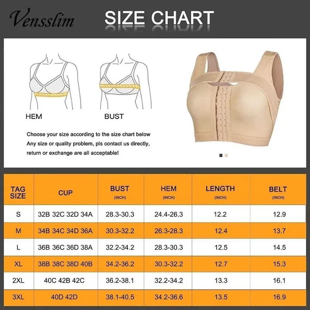 Womens Post Surgery Front Closure Bra Posture Corrector Compression Shapewear 2