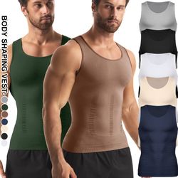 mens compression shaper vest slim fit tummy control sleeveless top