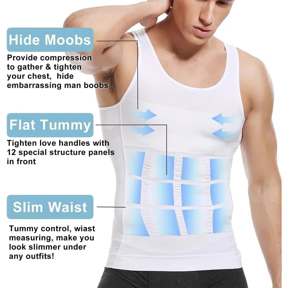 Mens Compression Shaper Vest Slim Fit Tummy Control Sleeveless Top 3