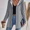 Womens Solid Color Hooded Zip Sweatshirt Casual Loose Fit Jacket 6
