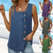 Summer Pleated Square Neck Sleeveless Button Tank Top 0