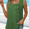 Summer Pleated Square Neck Sleeveless Button Tank Top 9