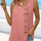 Summer Pleated Square Neck Sleeveless Button Tank Top 10