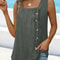 Summer Pleated Square Neck Sleeveless Button Tank Top 8