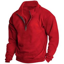 mens fleece half zip stand collar sweatshirt