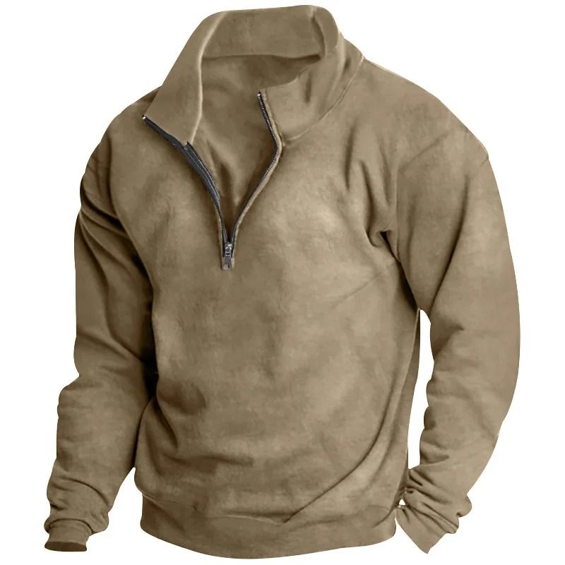 Mens Fleece Half Zip Stand Collar Sweatshirt 13
