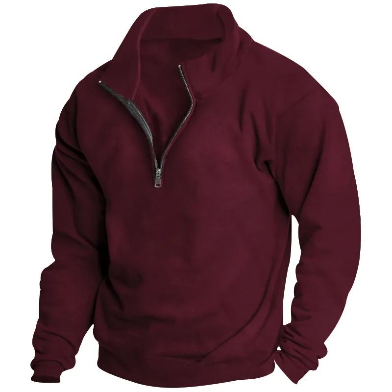 Mens Fleece Half Zip Stand Collar Sweatshirt 3