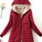 Womens Mid Length Hooded Winter Coat With Warm Lamb Fleece Lining 2