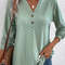 Women Solid Color V Neck Long Sleeve Button Top 0