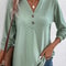 Women Solid Color V Neck Long Sleeve Button Top 0